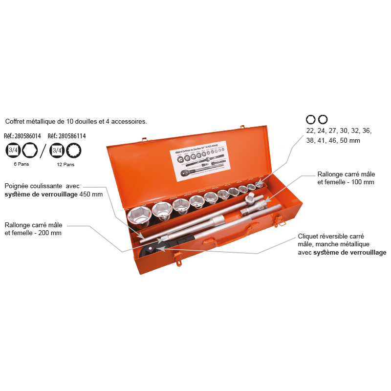 Coffret de douilles 3/4" 14 pcs – Image 2