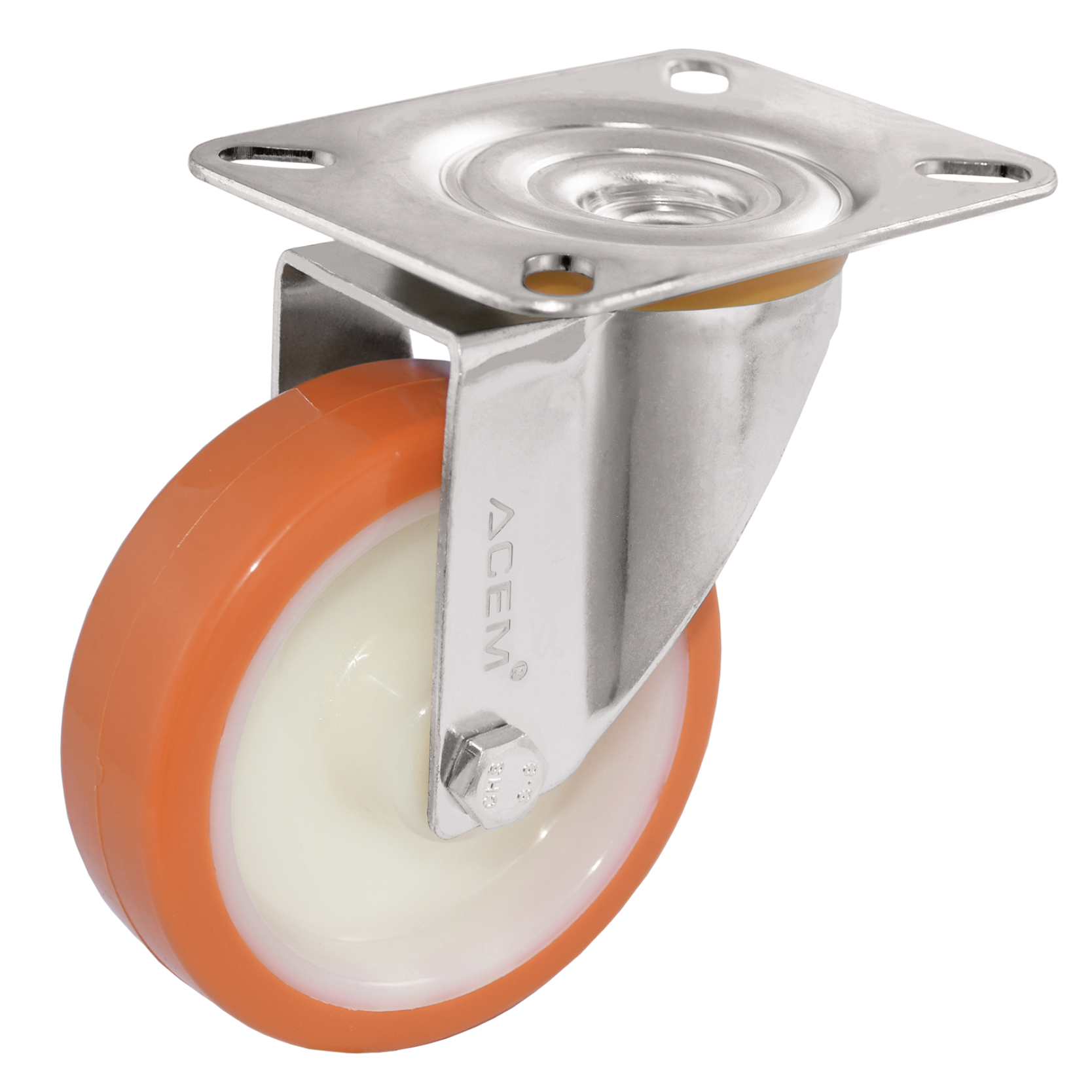 811000 - Roulette pivotante en tôle d'acier, avec platine à visser